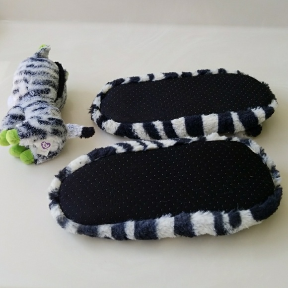 GREAT GIFT! Zebra Slippers & Ty Beanie Zebra! - Picture 5 of 8