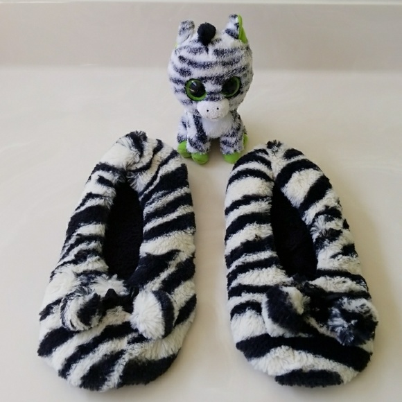 Shoes - GREAT GIFT! Zebra Slippers & Ty Beanie Zebra!