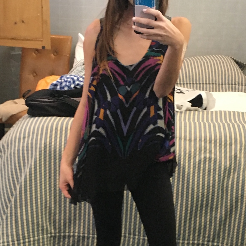 Nicole Miller top - black with colors, size P