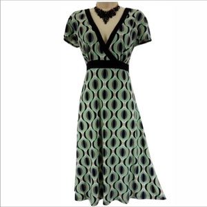 16 XL 1X geometric print dress green black