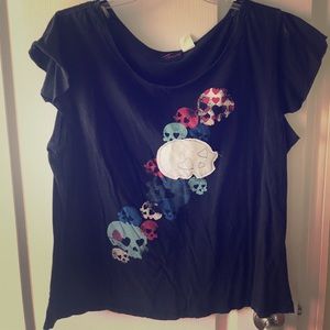 Torrid glitter sleeve skull top size 2