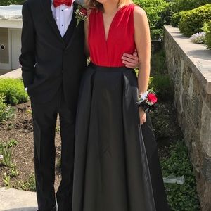 Black Two Piece Prom Dress w/ 2 RED top options