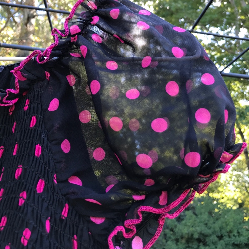 Tempted Girls Black Pink Polka Dot Lined Dress M