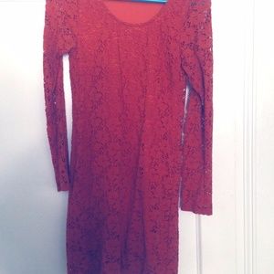 Burnt Orange Francesca's eyelet stretch dress