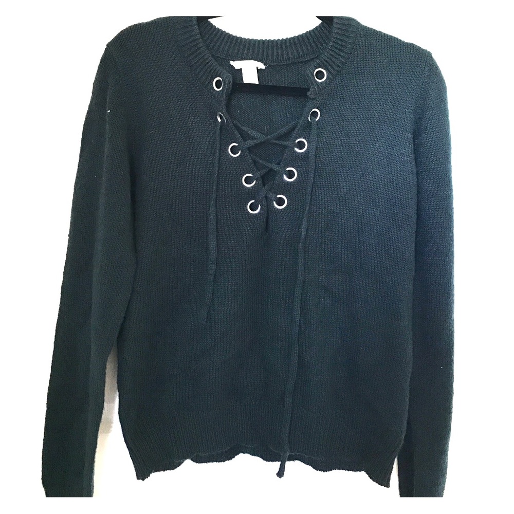 Lace up sweater