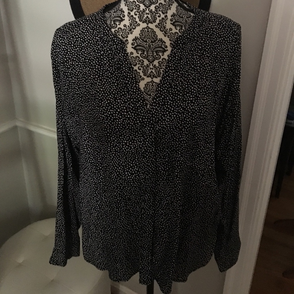 White & Black Polka Dot Top
