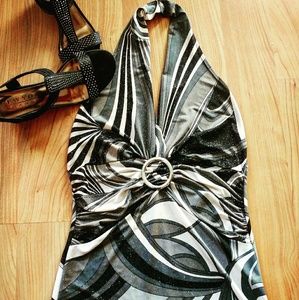 💟Sexy plunge Glitter halter top 💋