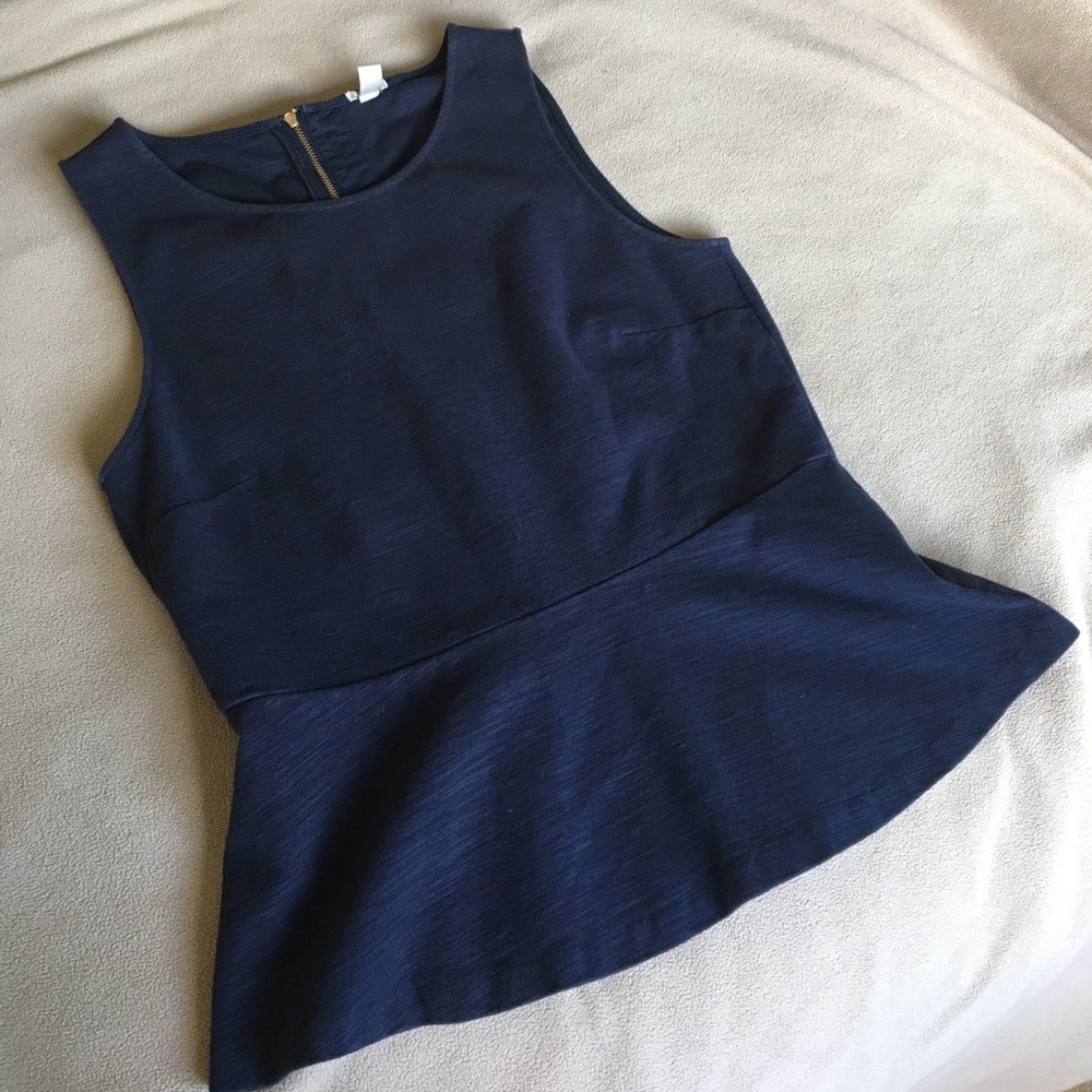 Navy Peplum Top