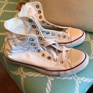 Converse White High Tops - Size 8.5