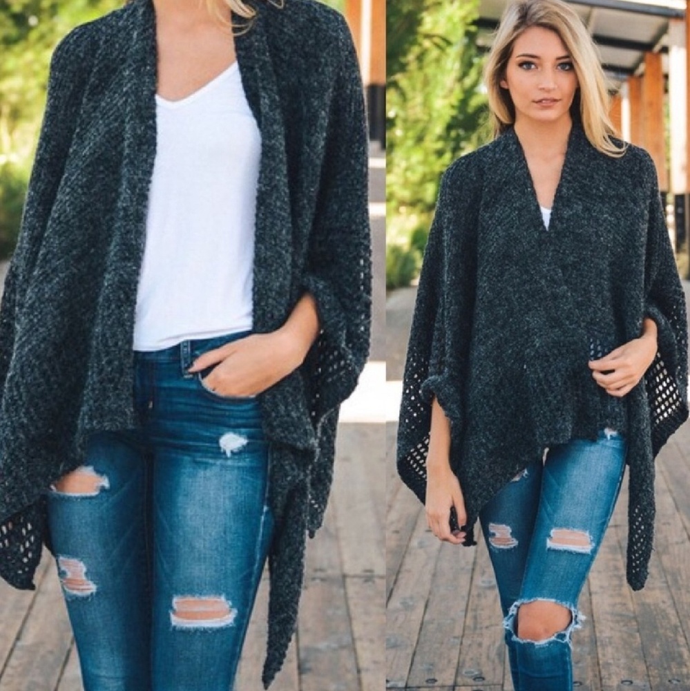Charcoal Poncho Wrap One Size