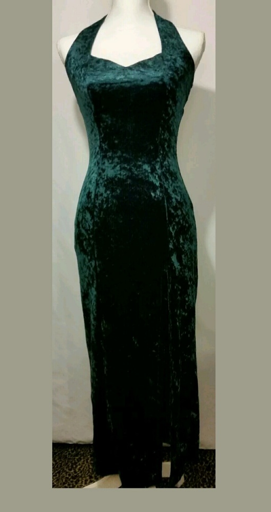 All That Jazz Green Crushed Velvet Dress Size S