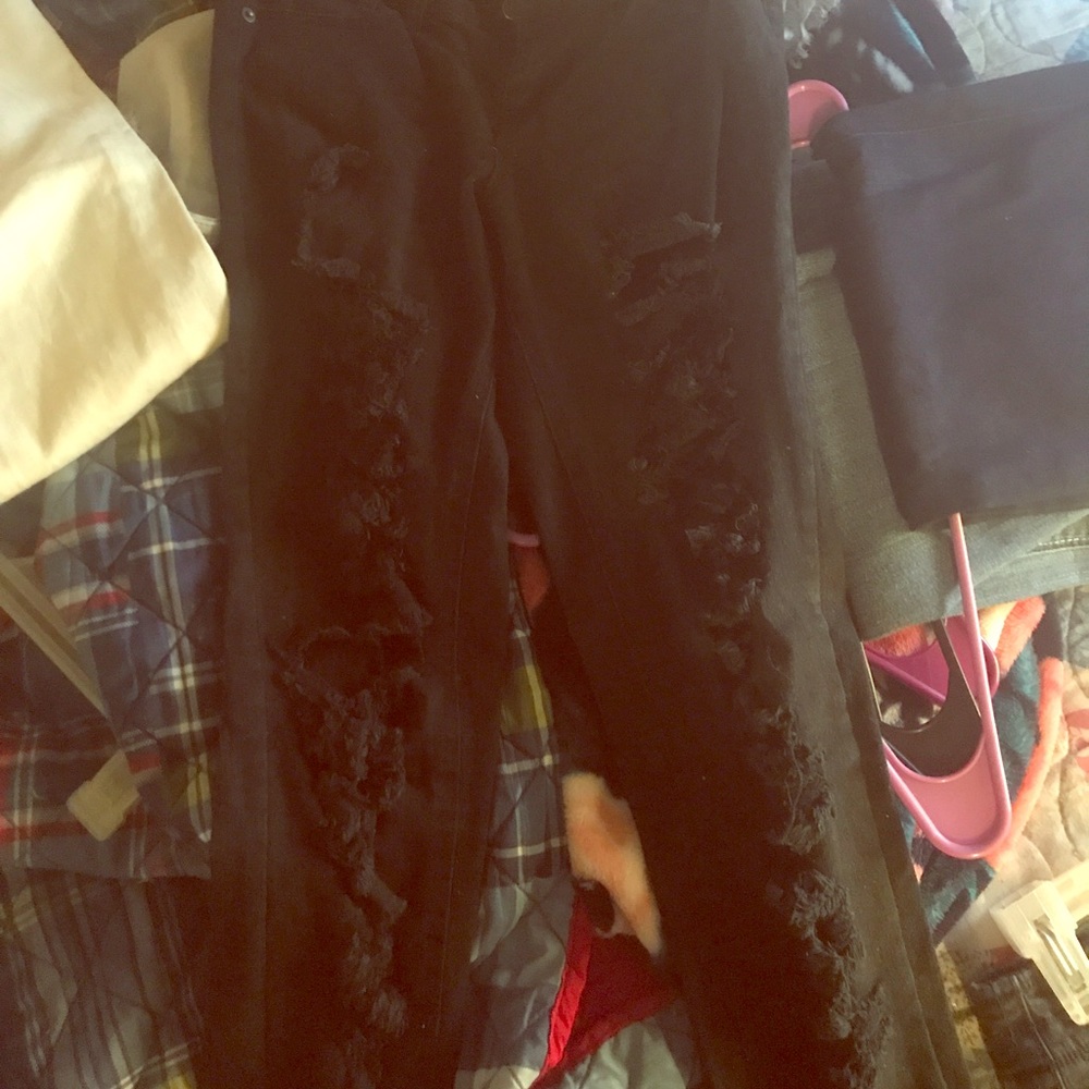 Black ripped almost famous jeans