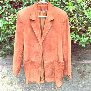 Long Suede leather jacket in rich brown M