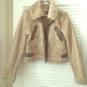 Faux leather jacket-tan