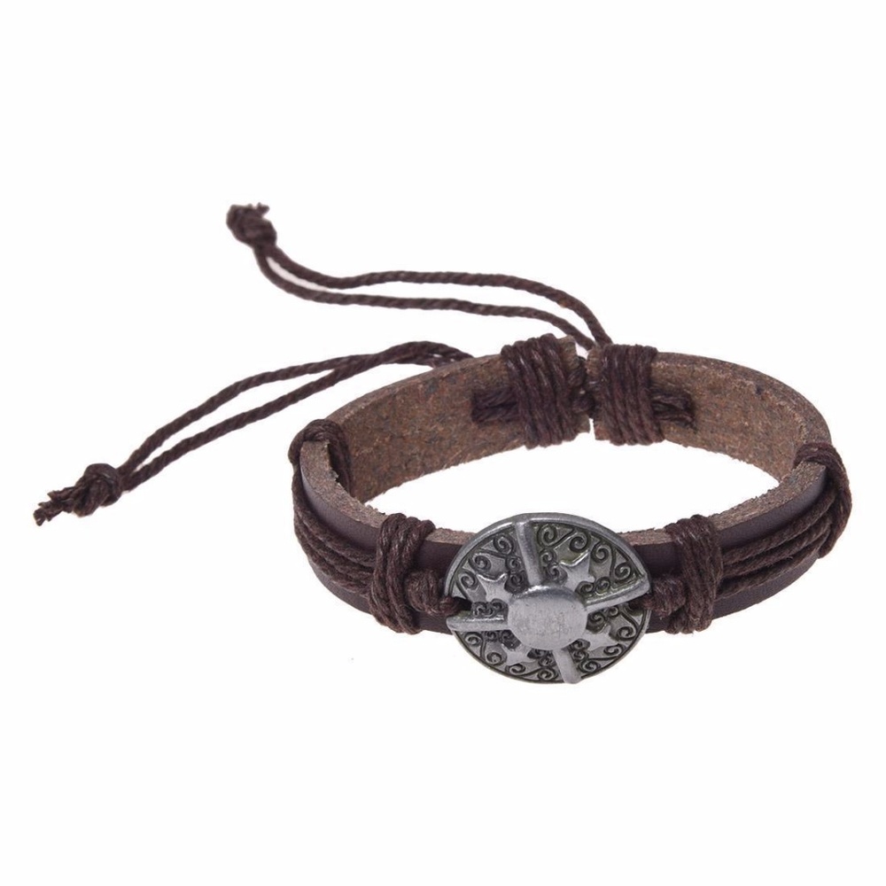 Nice Leather Wristband With Pendant