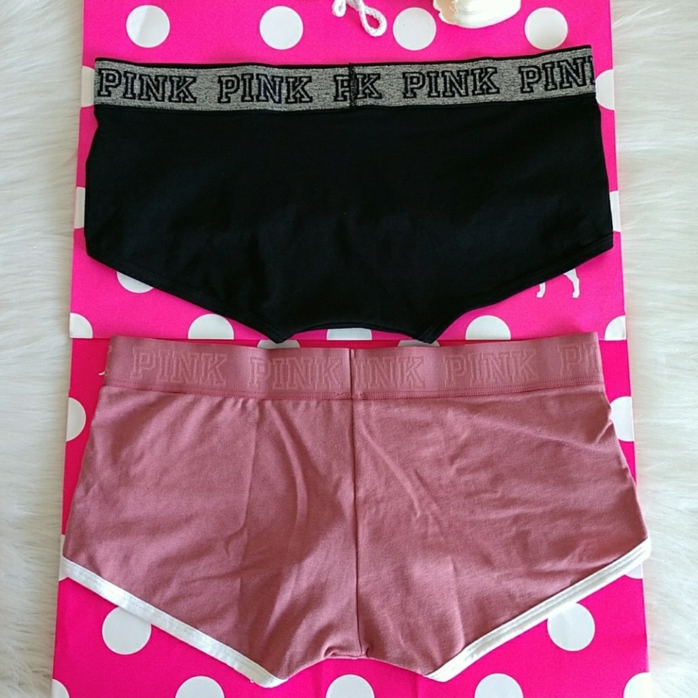 2 SIZE L PINK VICTORIA'S SECRET LOGO BOYSHORT . - Picture 6 of 7