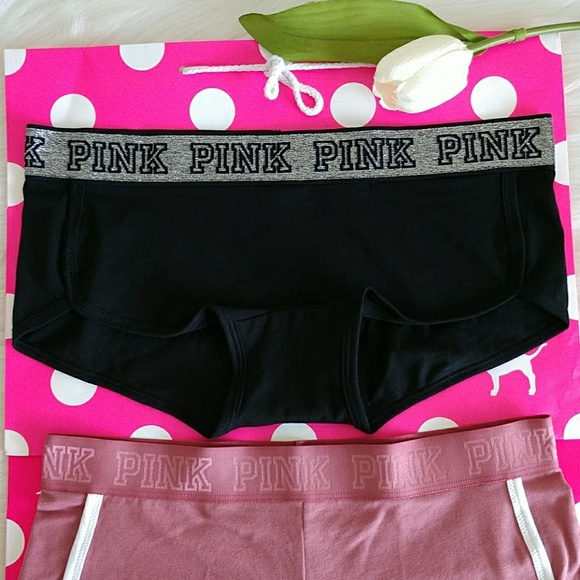 2 SIZE L PINK VICTORIA'S SECRET LOGO BOYSHORT . - Picture 2 of 7