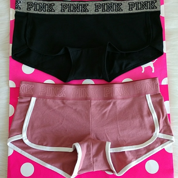 2 SIZE L PINK VICTORIA'S SECRET LOGO BOYSHORT . - Picture 3 of 7