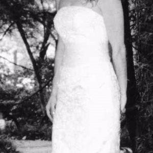 Strapless Cream Beaded Sheath Wedding Dress Size 4