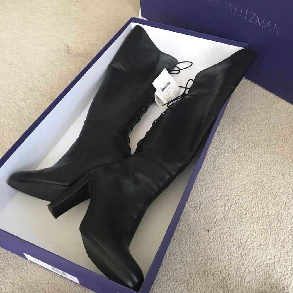 stuart weitzman boots Black Napa Lace Me Up