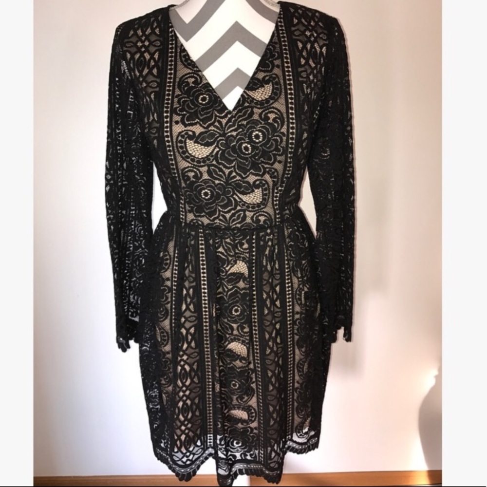 Black and nude lace dress