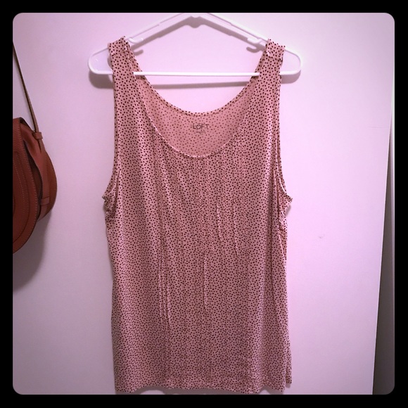 EUC Pink/black spot ruffle shell from LOFT - Picture 1 of 5