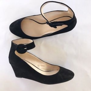Suede black wedge heels