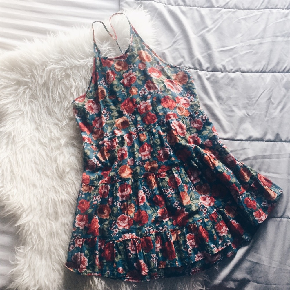 Ruffled Floral Mini Dress
