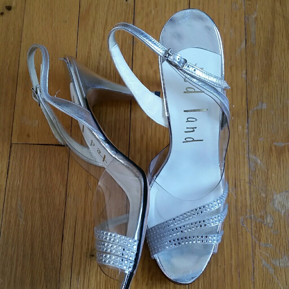 VTG Ted Land Silver Rhinestone Strappy Heels!♡