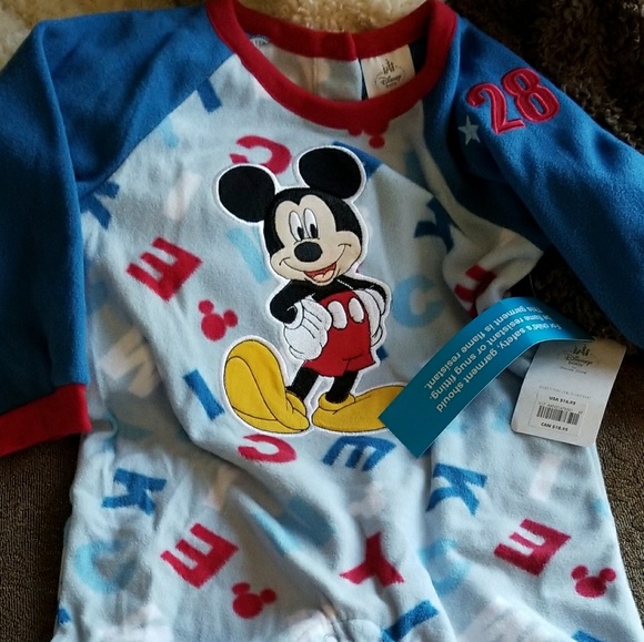 New Disney Mickey PJ's with Feet 18-24M - Picture 3 of 7