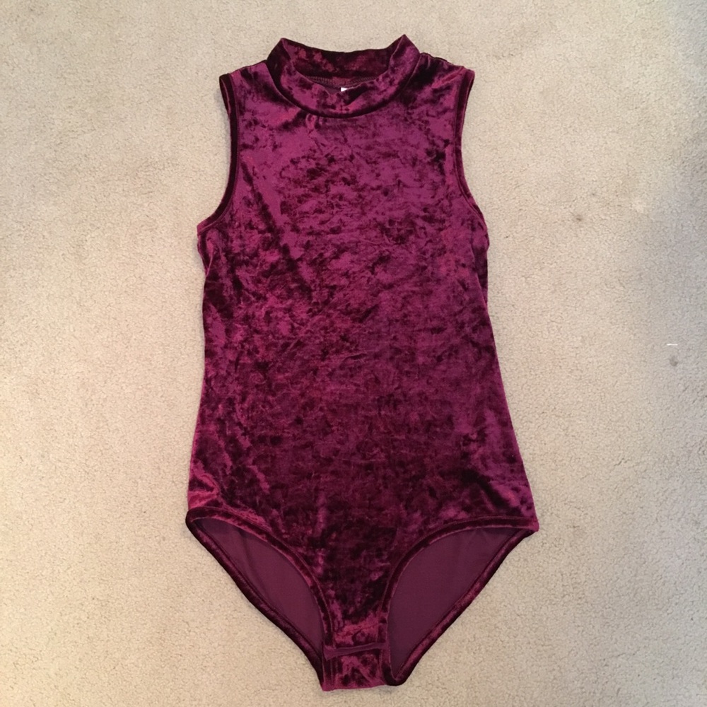 Red crushed velvet bodysuit