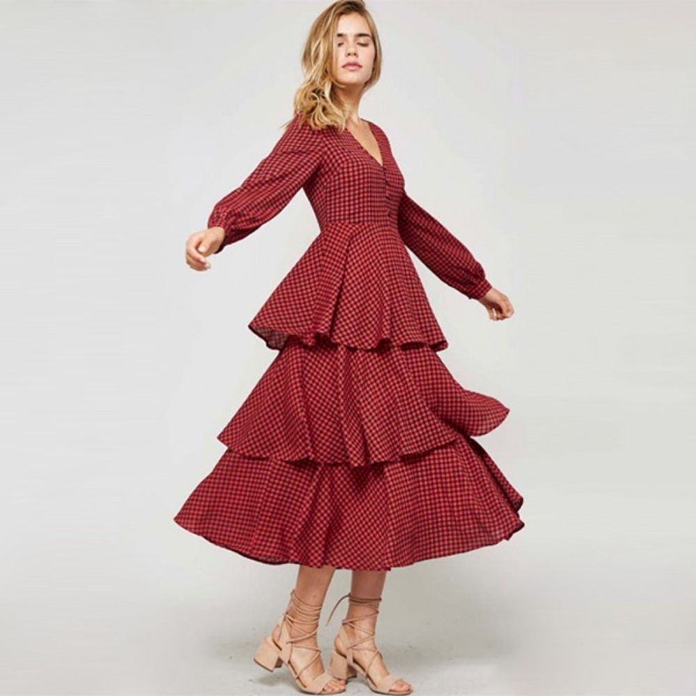 ‼️LAST ONE‼️Gingham pattern plunging  dress