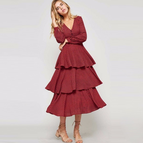 ‼️LAST ONE‼️Gingham pattern plunging dress - Picture 3 of 8