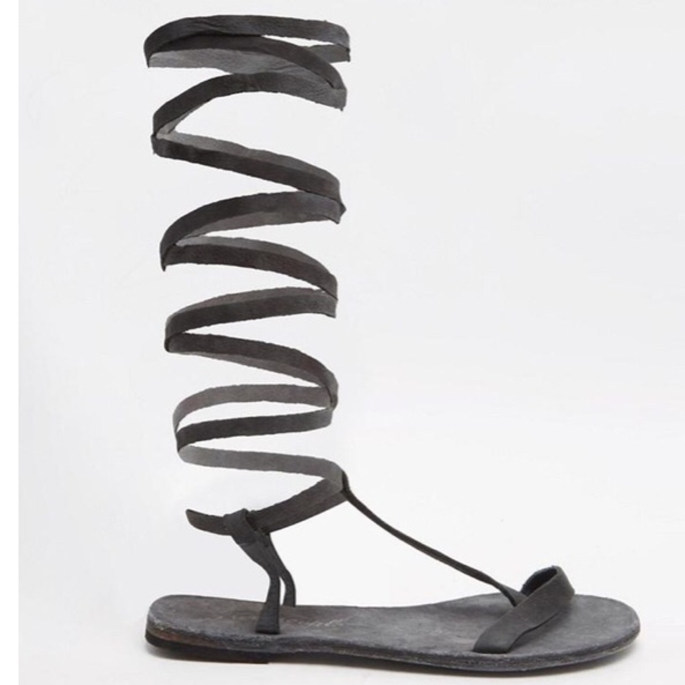 Free People Dahlia Lace Up Sandal Washed Black38 - Picture 4 of 4