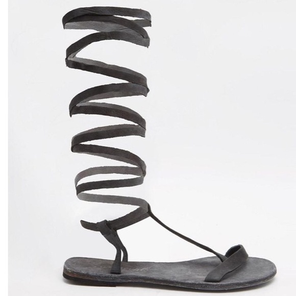 Free People Dahlia Lace Up Sandal Washed Black38 - Picture 4 of 4