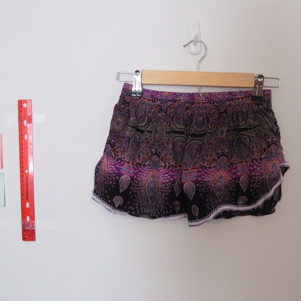Black and Purple Printed Shorts