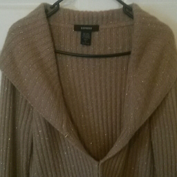 Express Sparkly Gold Cardigan - Picture 6 of 7