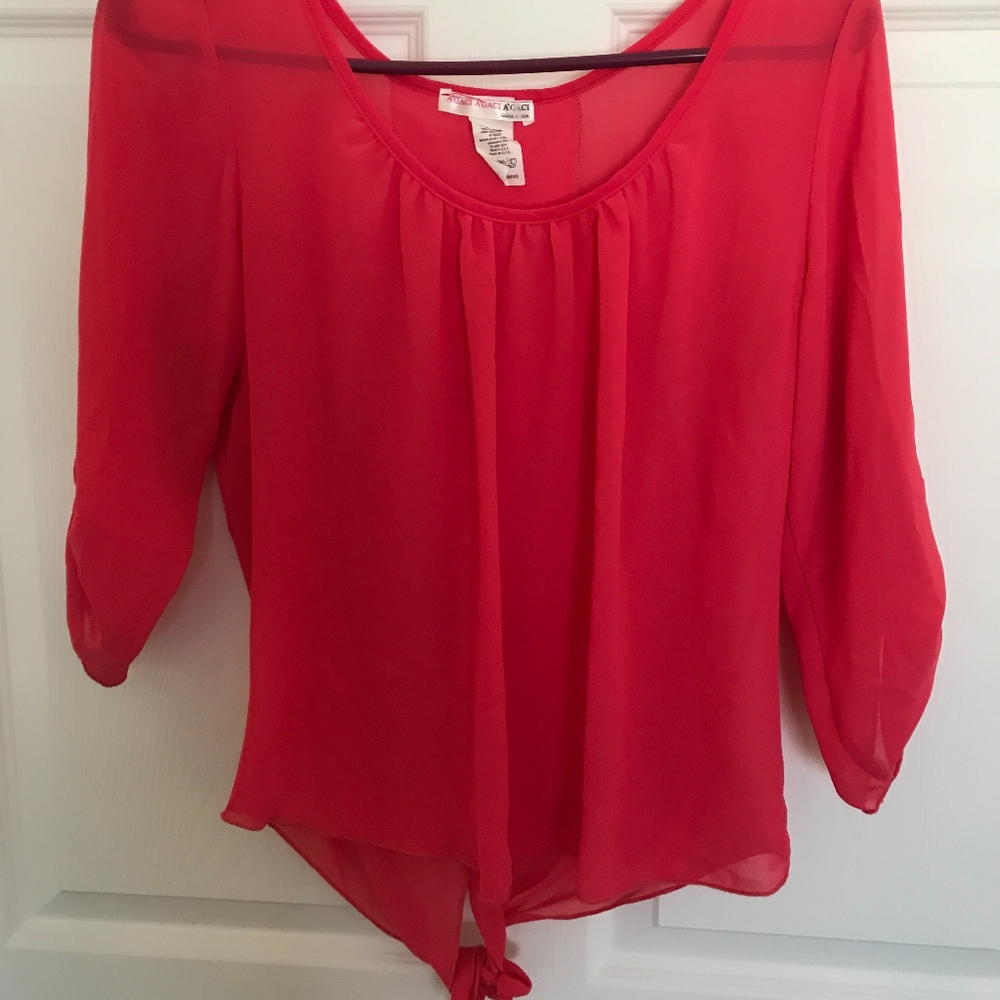 Open back pink/red blouse