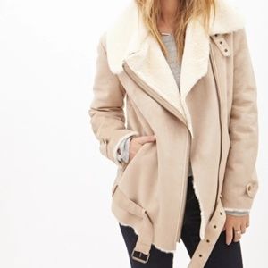 NWOT Pink faux Shearing coat