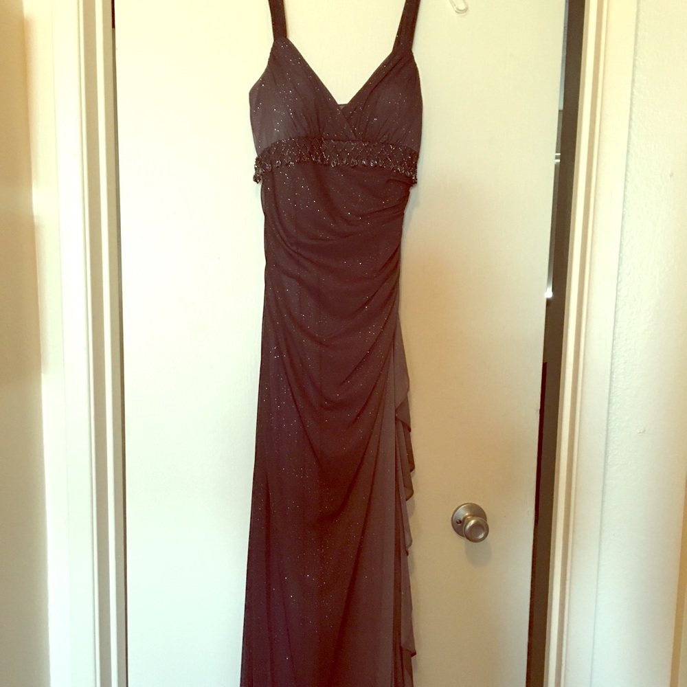 Black/grey beaded prom dress