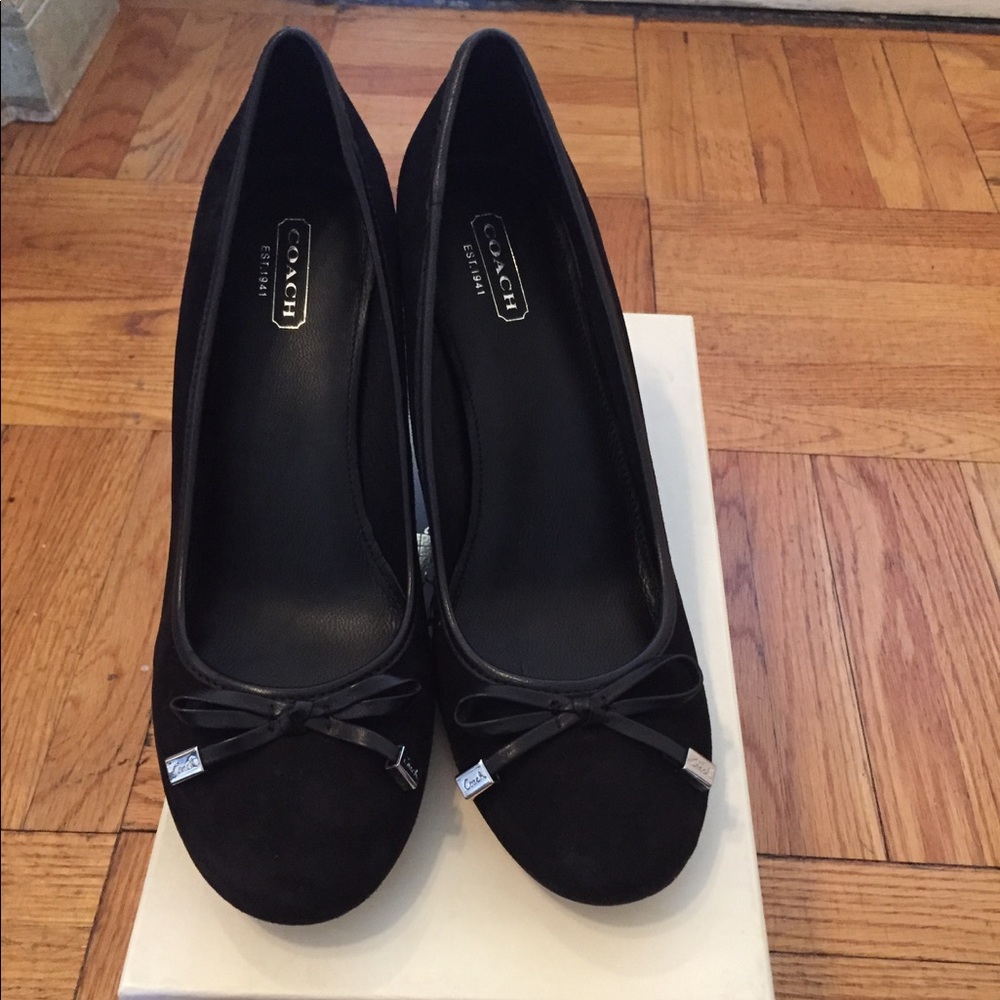 Coach New Prima Wedge Pump - Black Suede