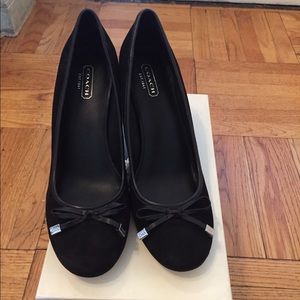 Coach New Prima Wedge Pump - Black Suede