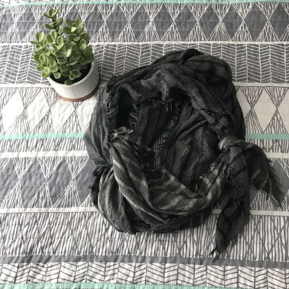 Ann Taylor Loft Gray and Blue Square Scarf