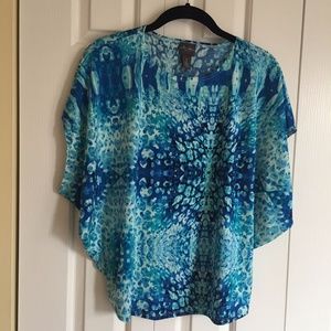 Chico's Watercolor Batwing Sleeve, Oversized Top