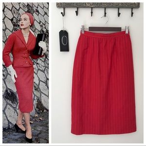 HP 🎉 Vtg Dior Suit Red Pinstripe Pencil Skirt 0