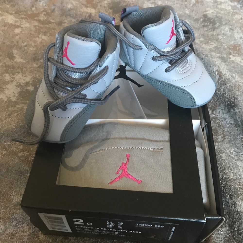 Pink and Grey Jordan 12's