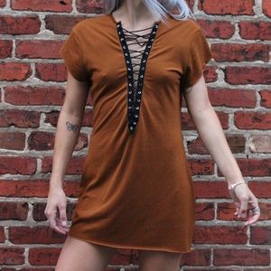 Lace up t shirt dress
