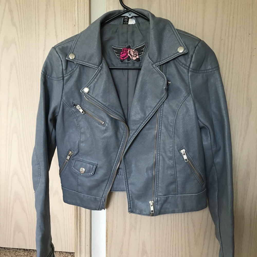 H&M grey leather jacket