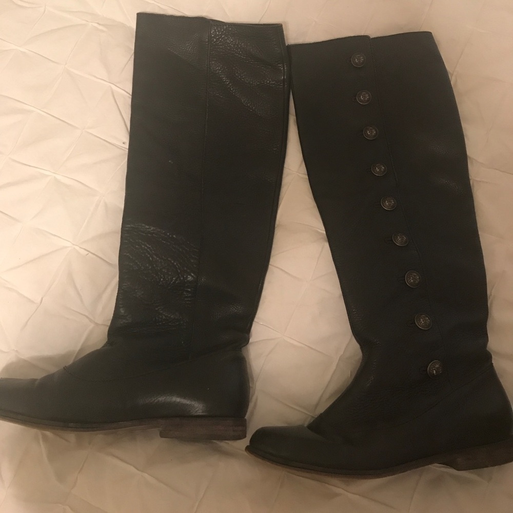 Black knee boots flats