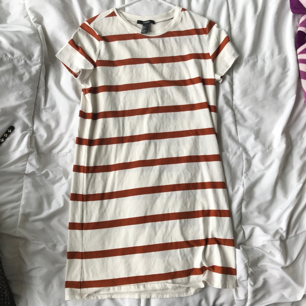 T Shirt Dress (Cream and Burnt Orange)